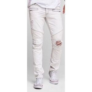 Hudson Men's Blinder Biker Skinny Fit Moto‎ Jeans White Size 30 nwt $275